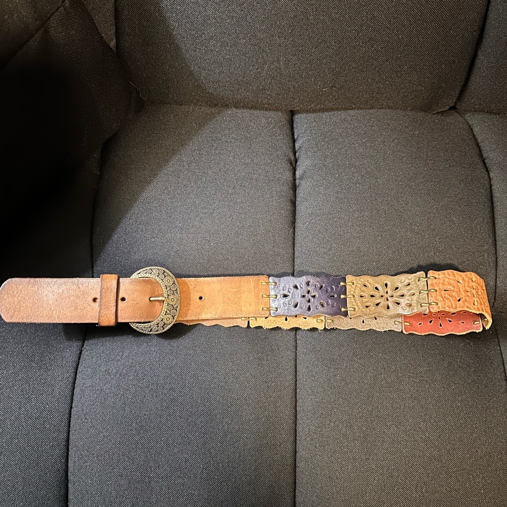 Fossil Multi Colored Patchwork Leather Belt Women… - image 2